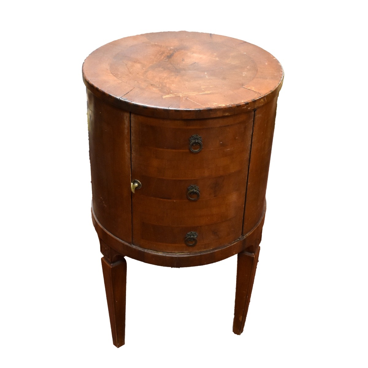 Vintage Cylinder Shape Wooden Side Table