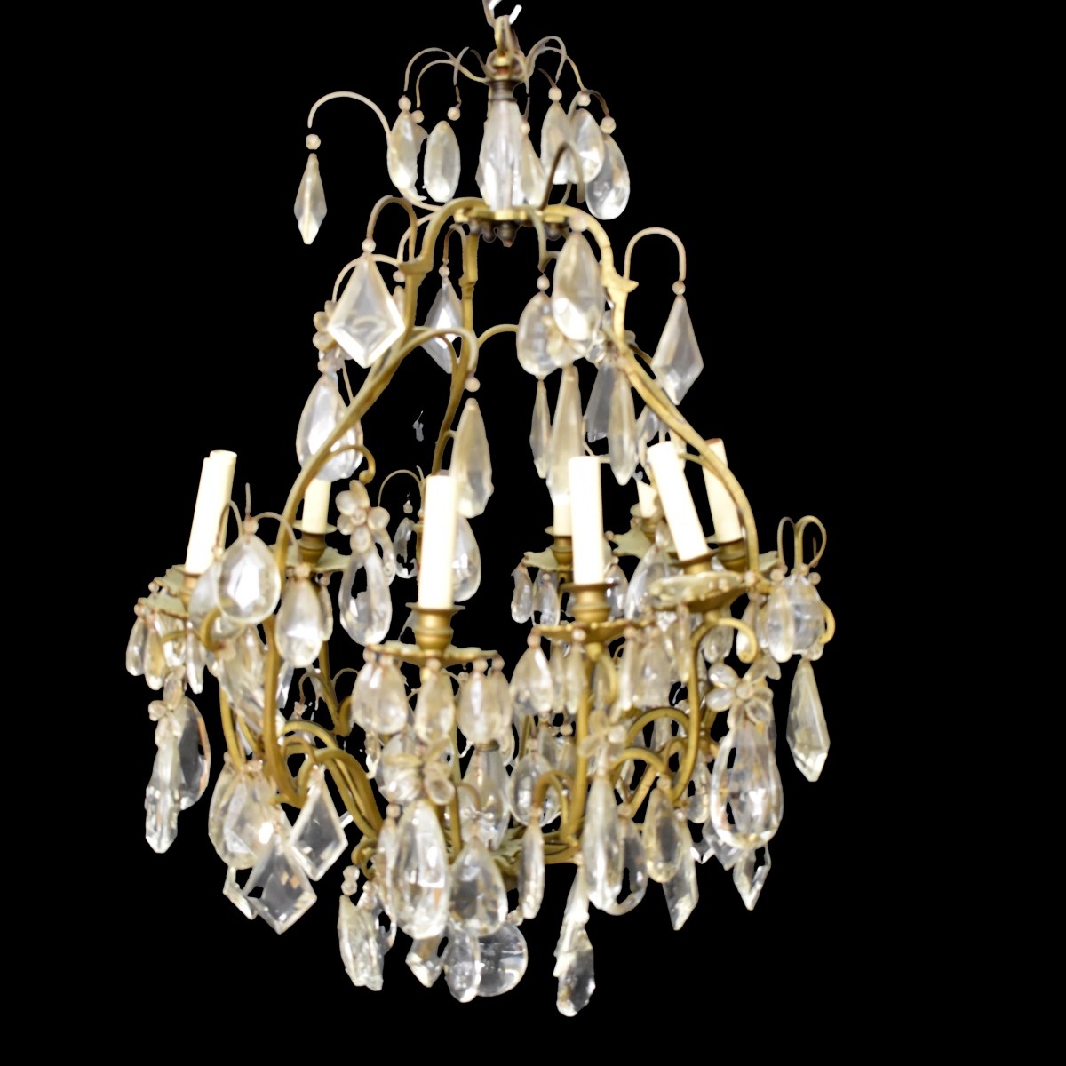 French Bronze and Crystal Chandelier