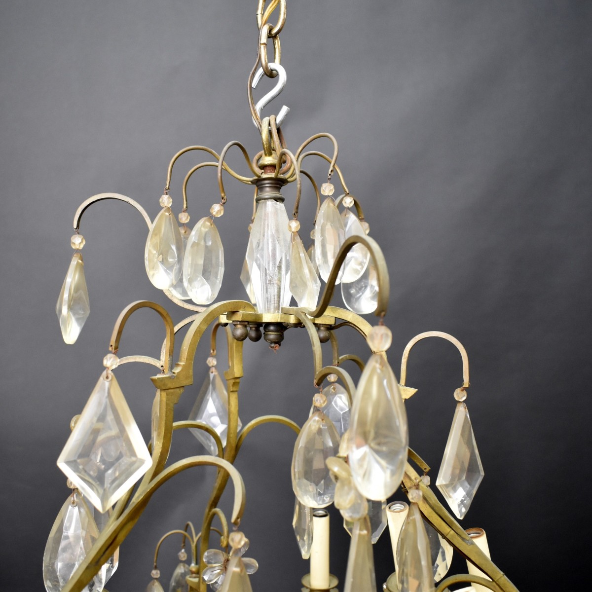 French Bronze and Crystal Chandelier