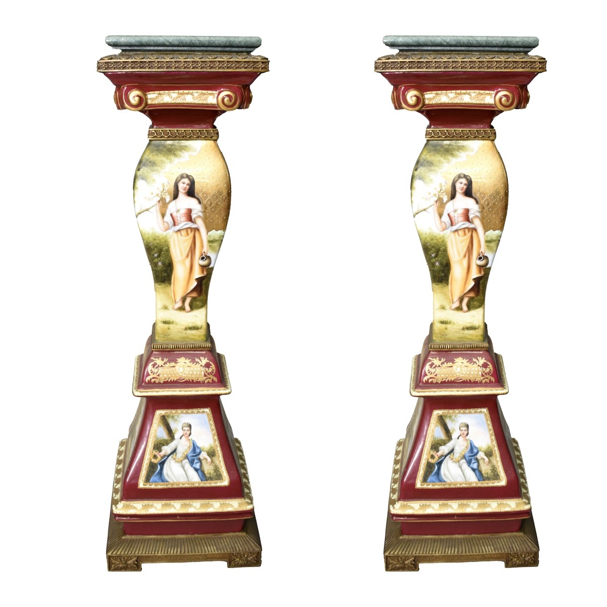 Pr 20C Limoges Sevres Style Porcelain Pedestals