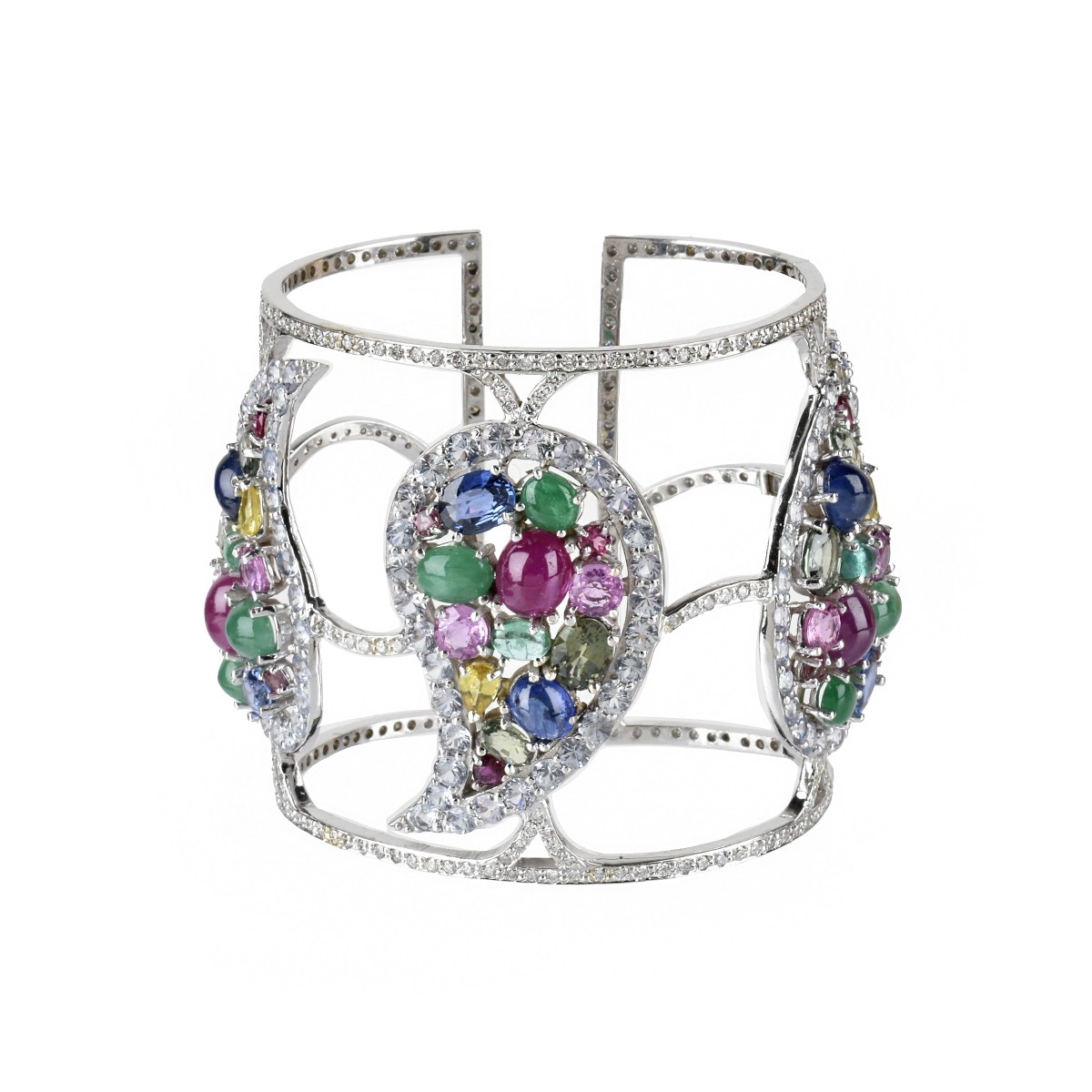Sapphire, Diamond and 18K Cuff Bracelet