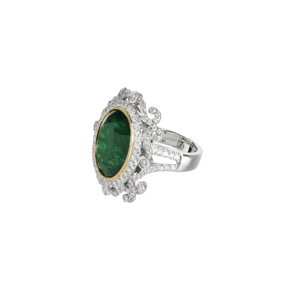 Emerald, Diamond and 18K Ring