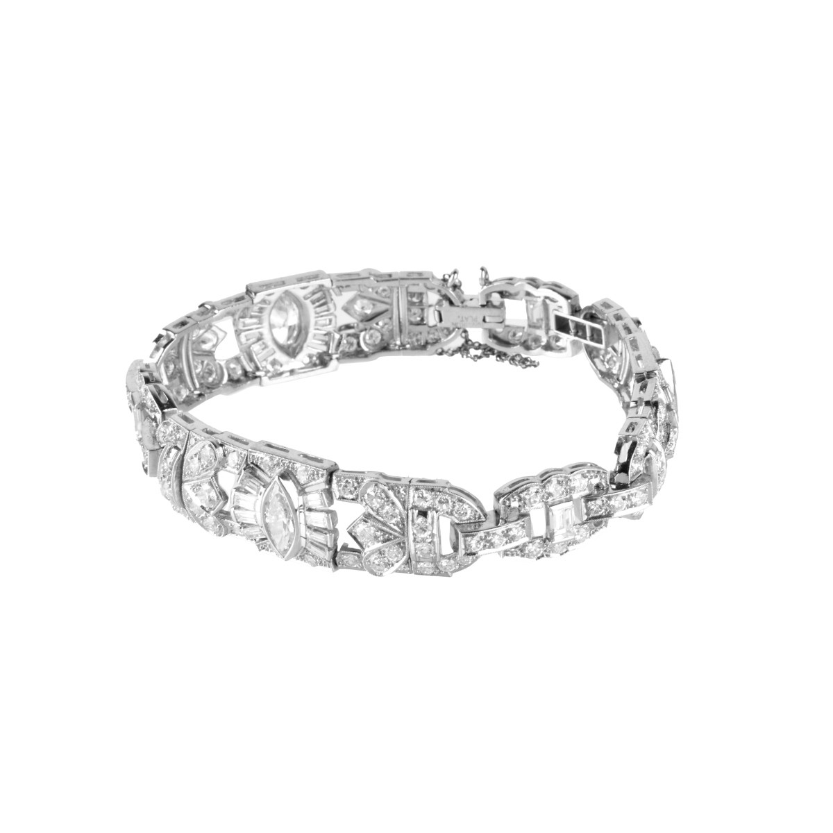 Deco Diamond and Platinum Bracelet