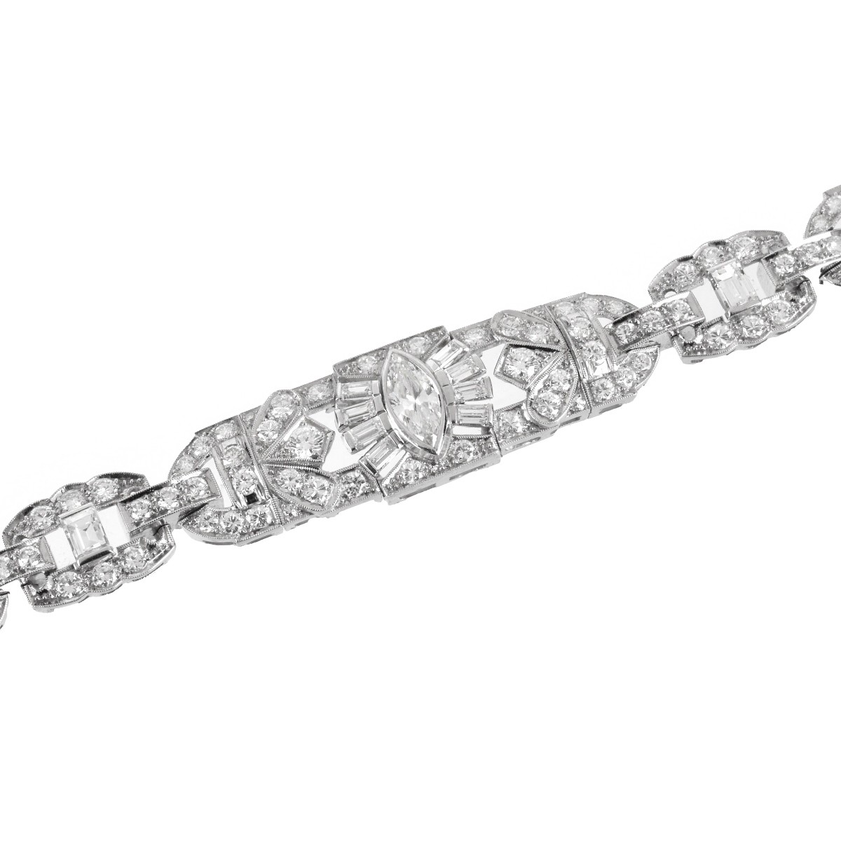 Deco Diamond and Platinum Bracelet