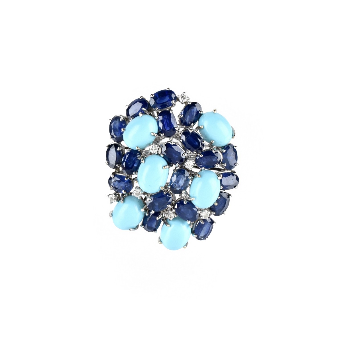 Sapphire, Diamond, Turquoise and 18K Ring