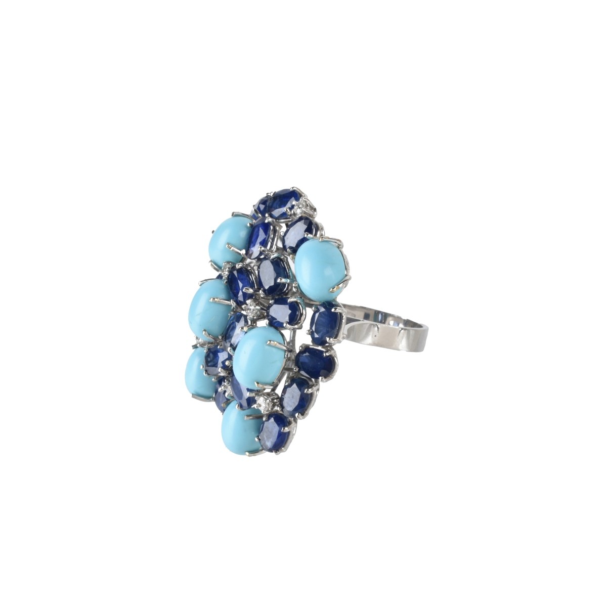 Sapphire, Diamond, Turquoise and 18K Ring