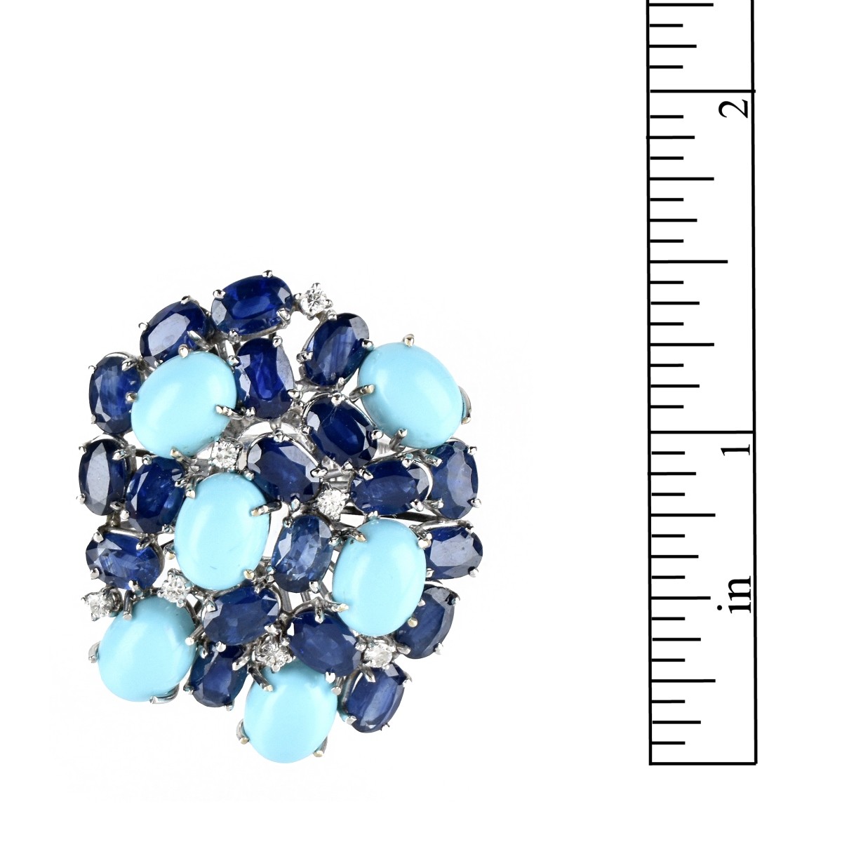 Sapphire, Diamond, Turquoise and 18K Ring