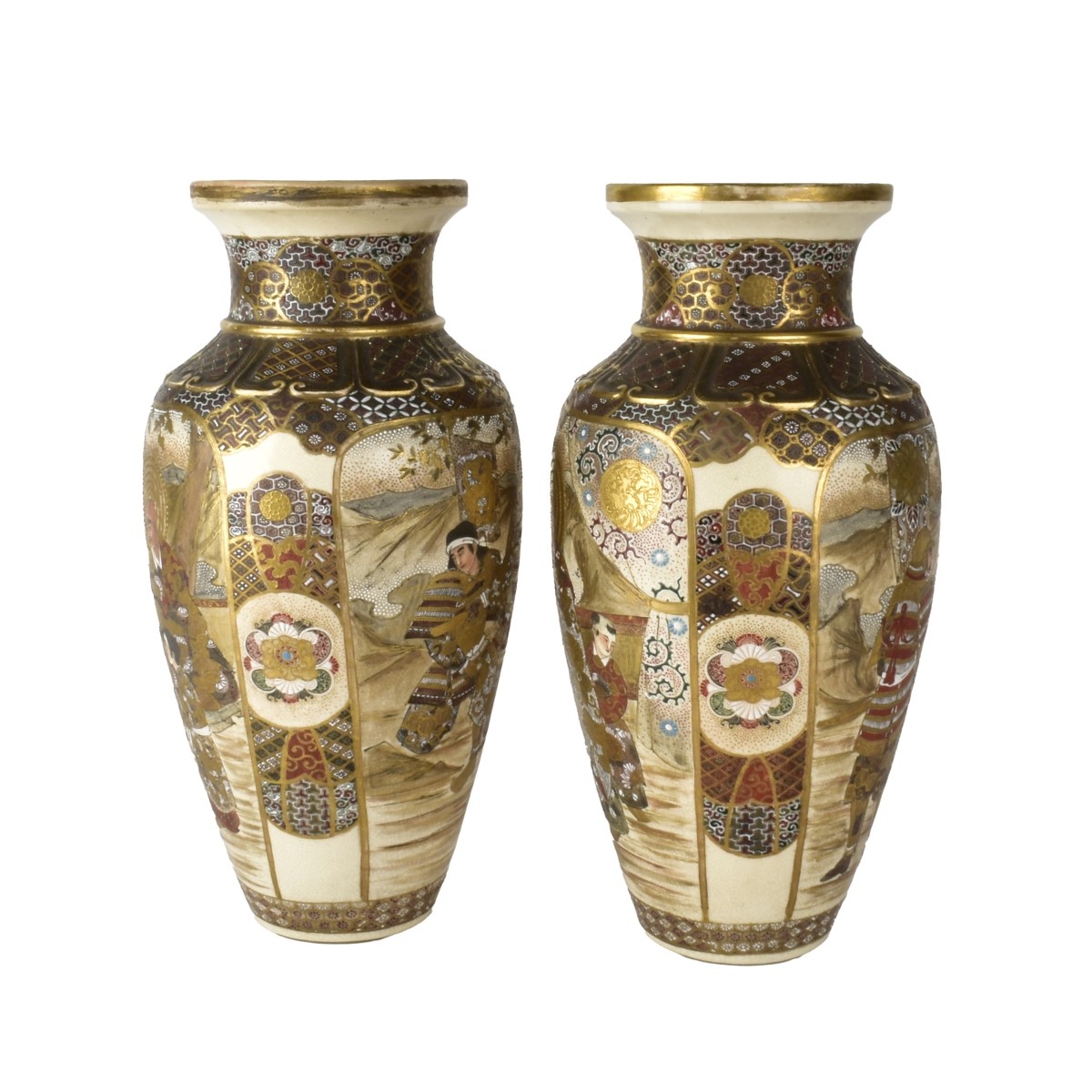 Pair of 19th C. Japanese Satsuma Vases