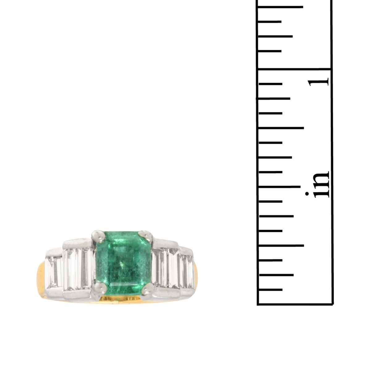 Emerald, Diamond and 14K Ring