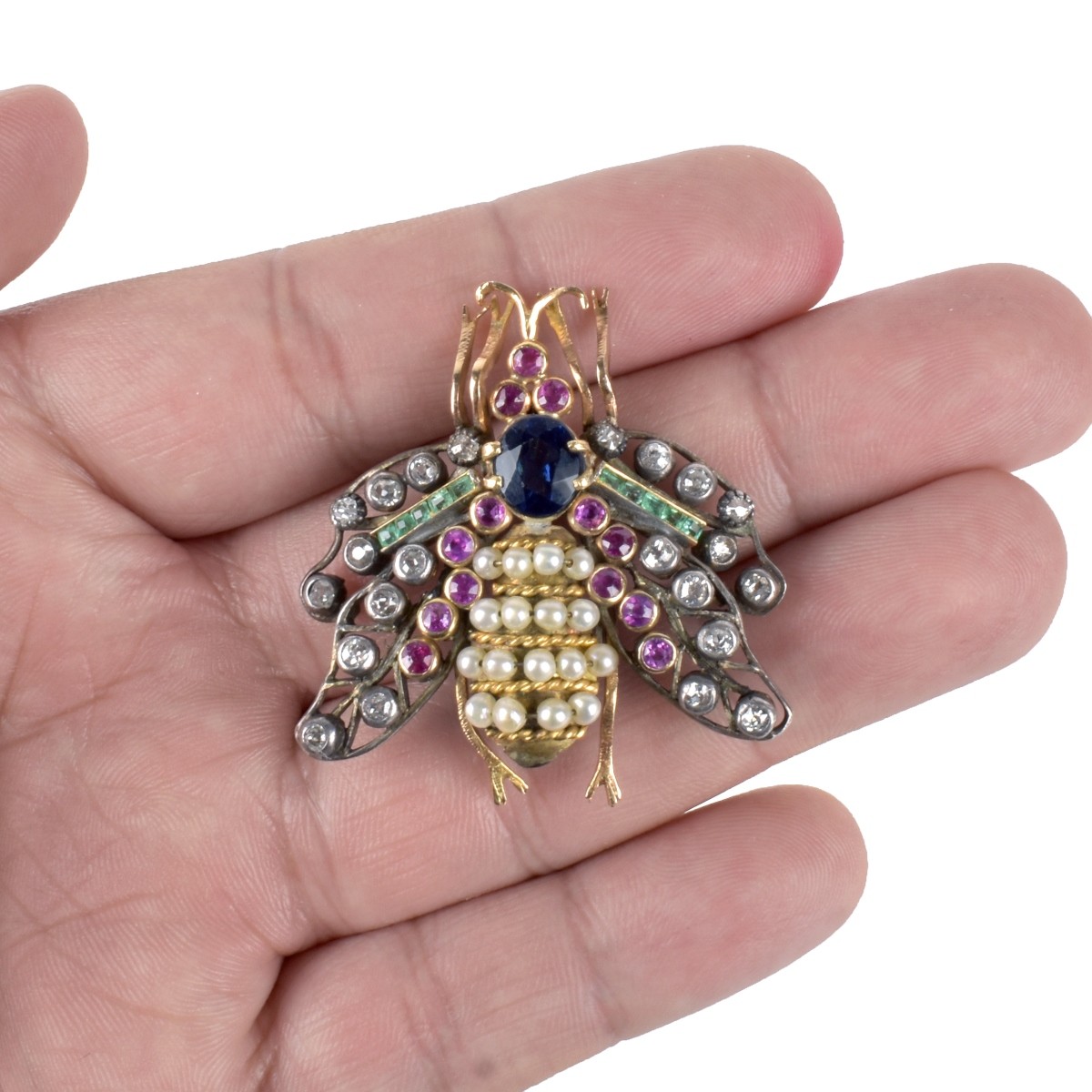 Multi-gem, Diamond and 14K Brooch