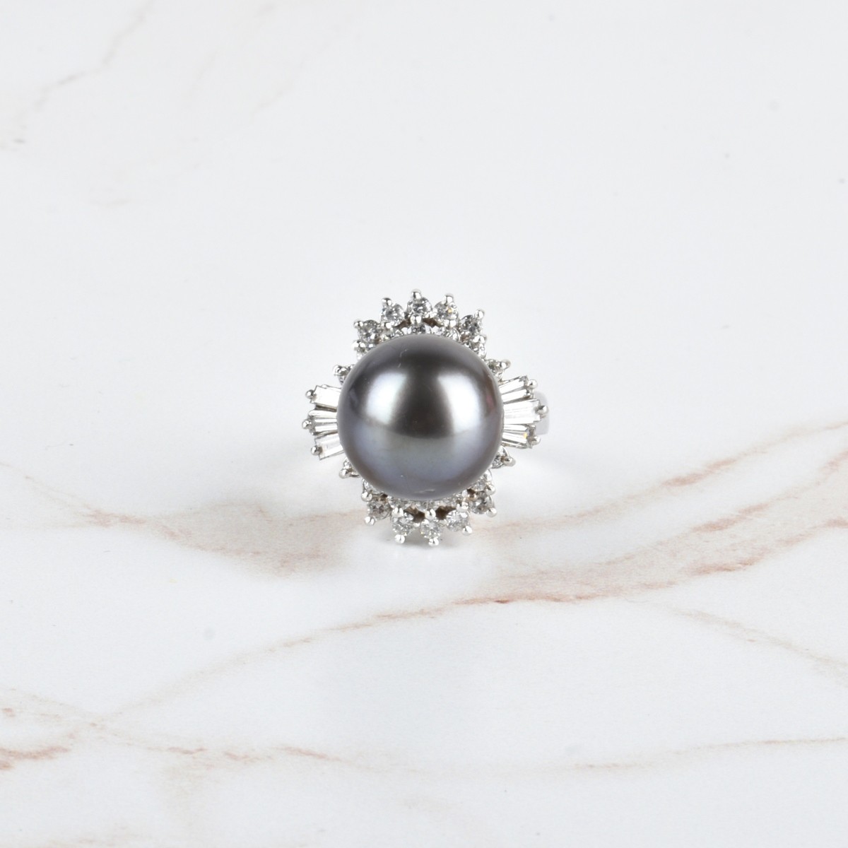 Pearl, Diamond and 14K Ring