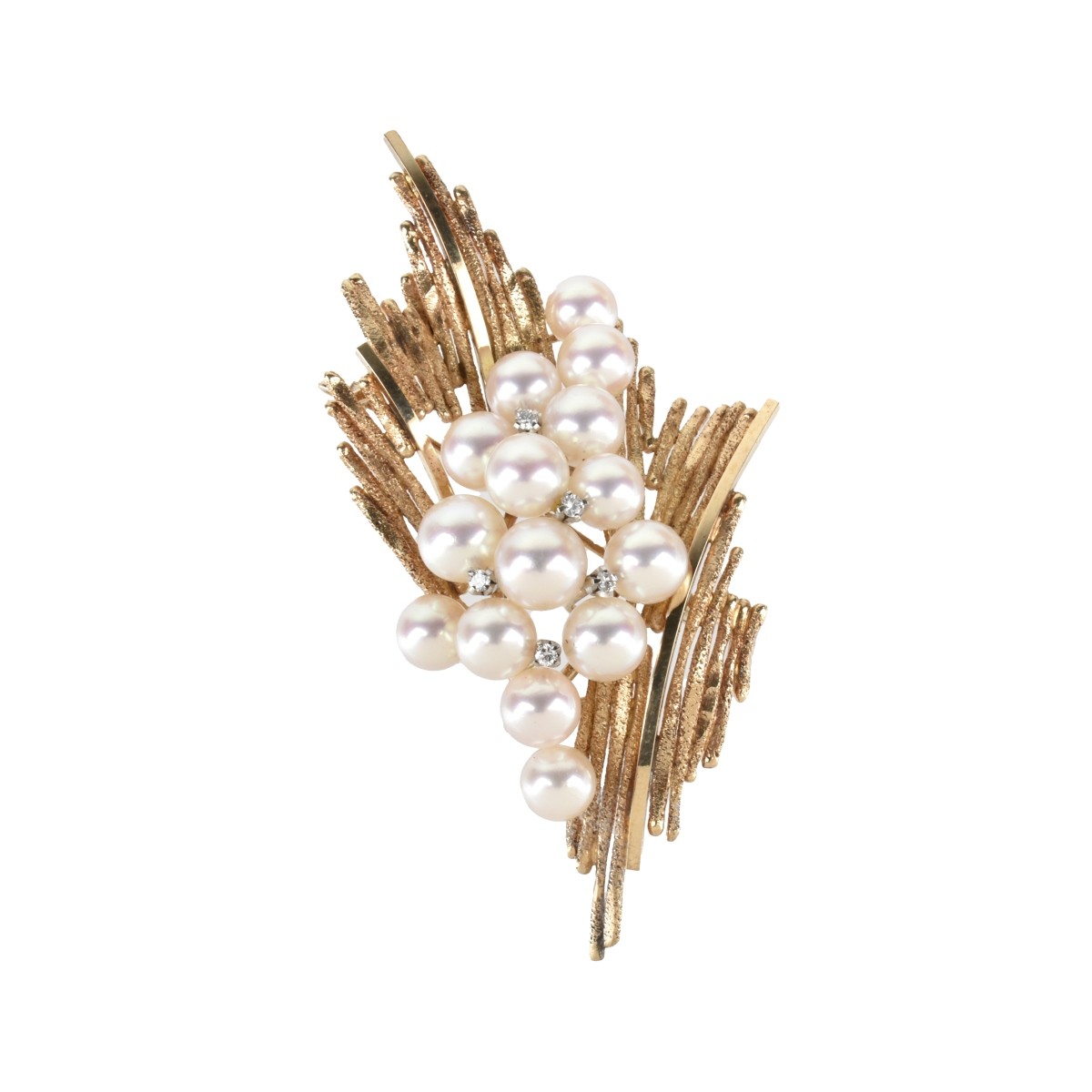 Pearl, Diamond and 14K Brooch