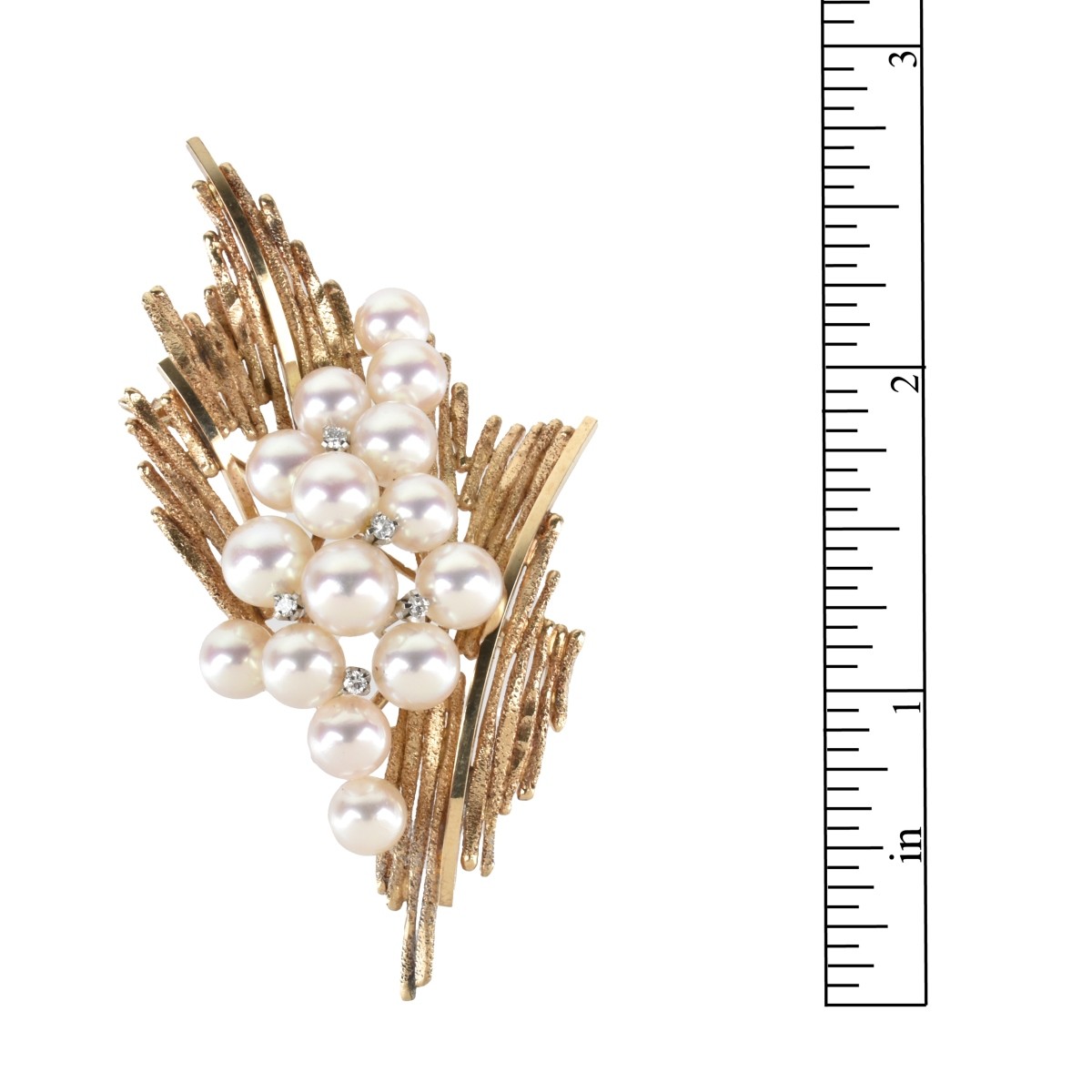 Pearl, Diamond and 14K Brooch