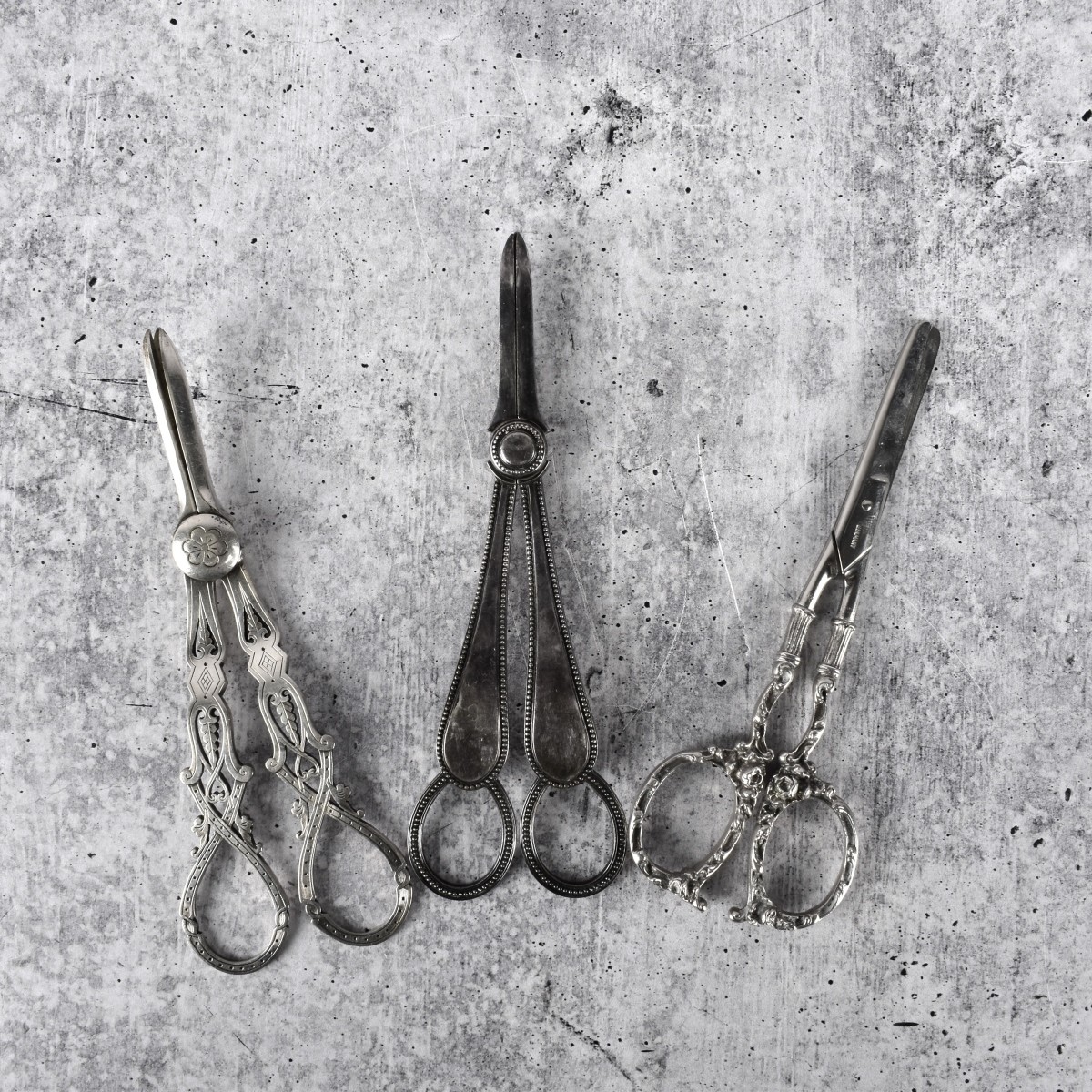 Vintage English Silver Grape Shears