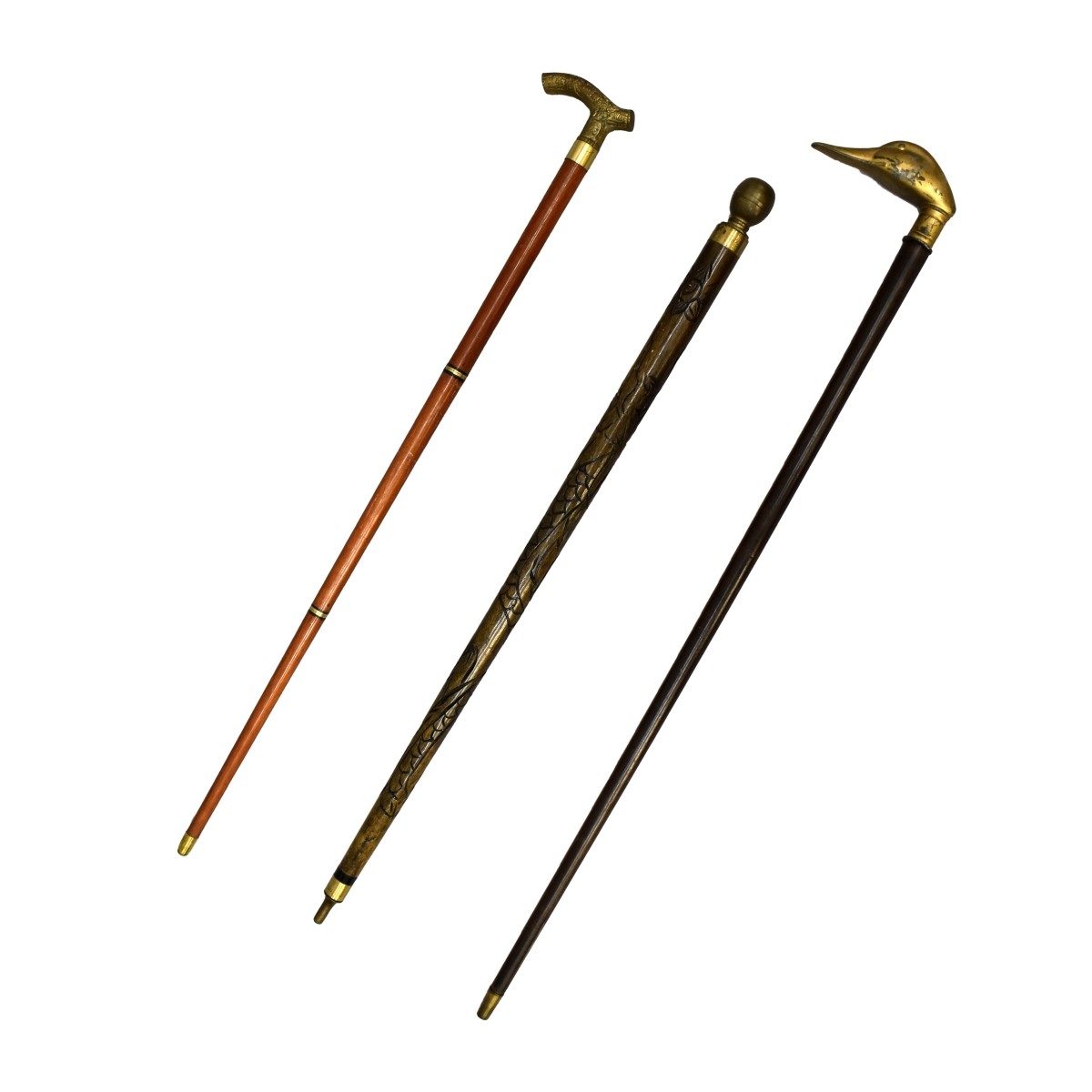 Three Art Deco Style Walking Sticks