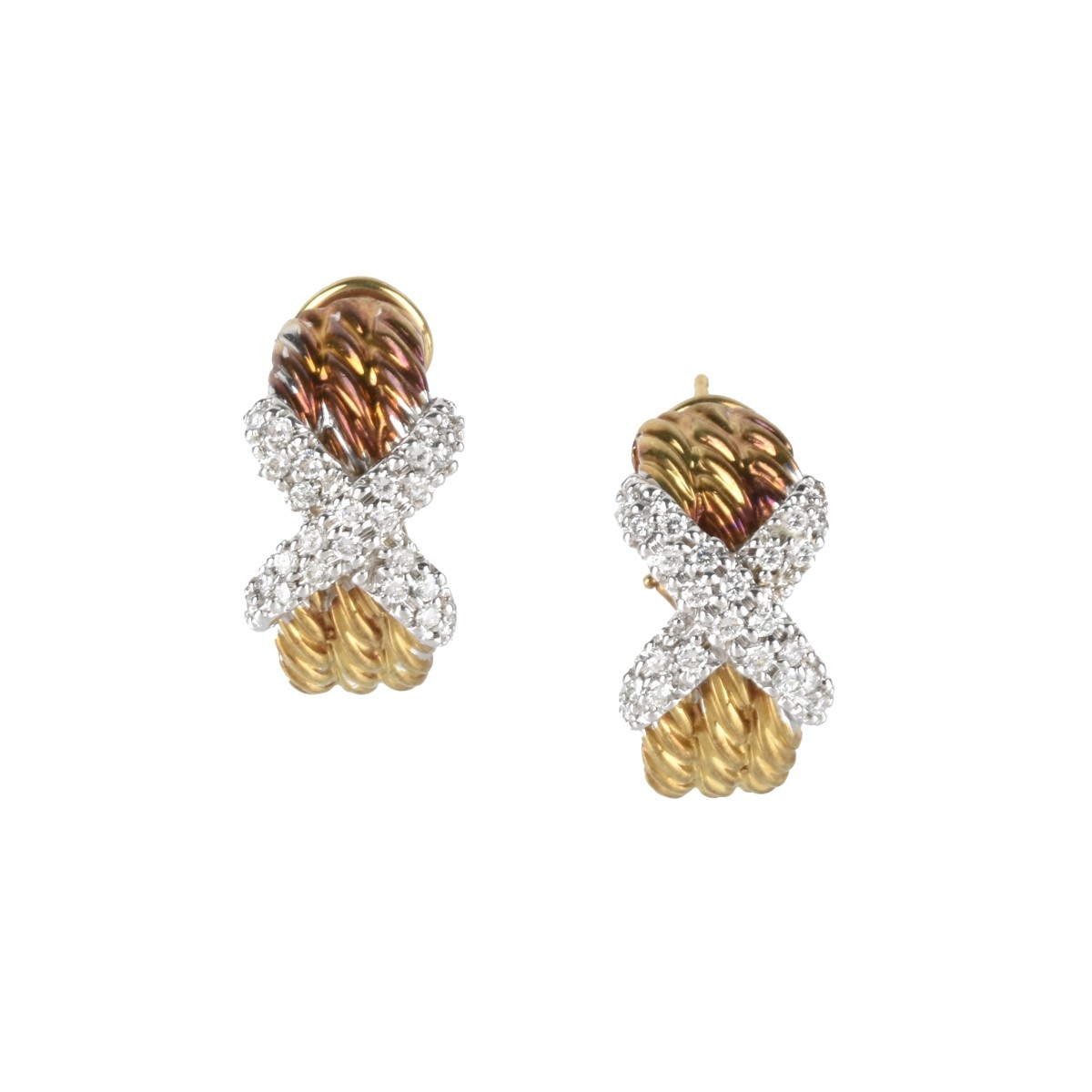 David Yurman Diamond and 18K Earrings