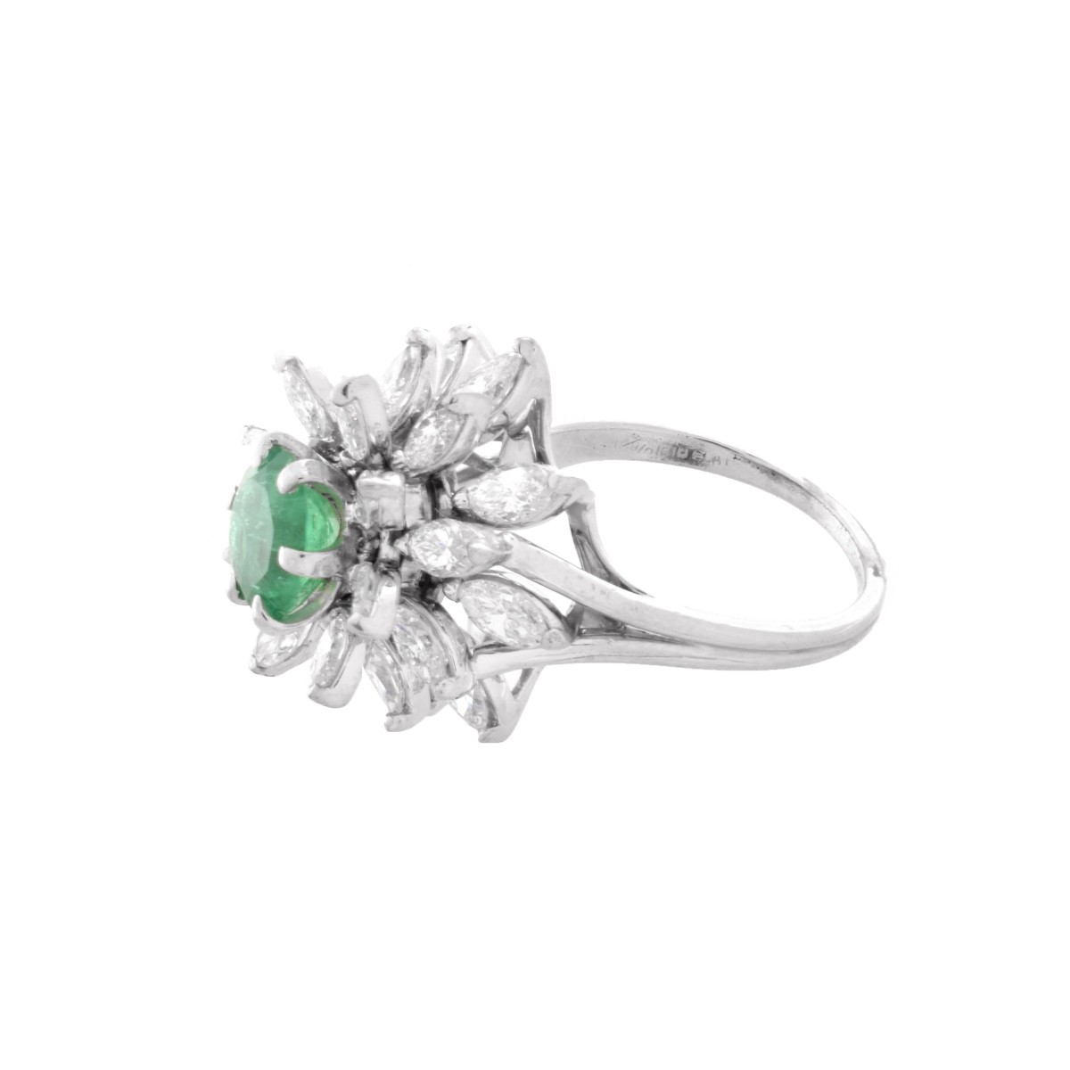 Emerald, Diamond and Platinum Ring