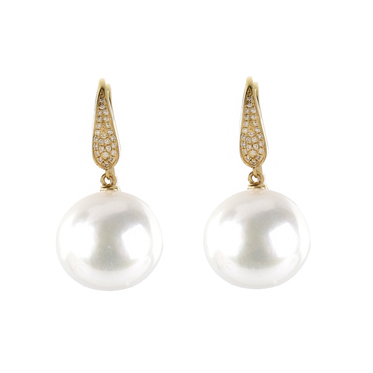 Pearl, Diamond and 18K Earrings