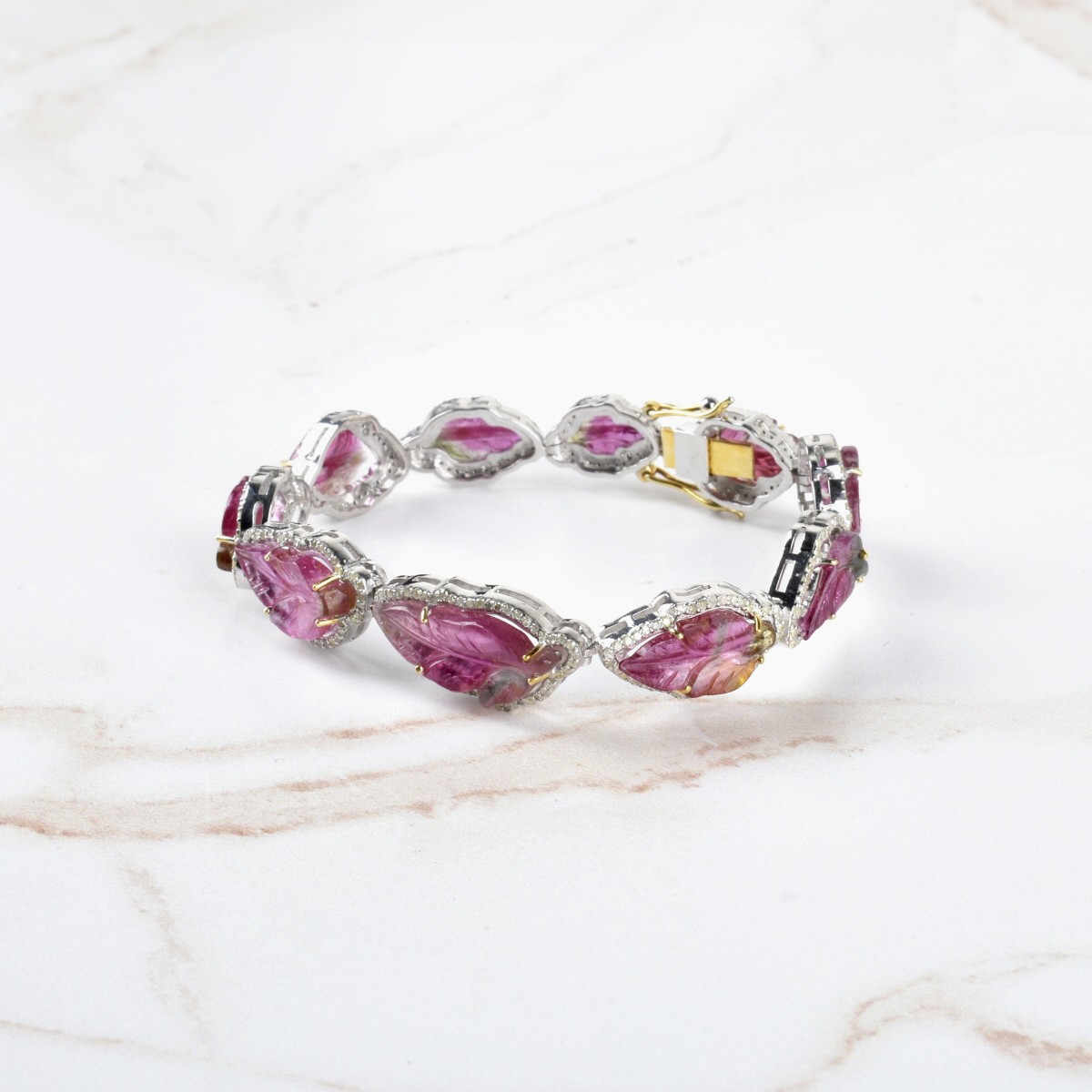 Pink Tourmaline and Diamond Bracelet