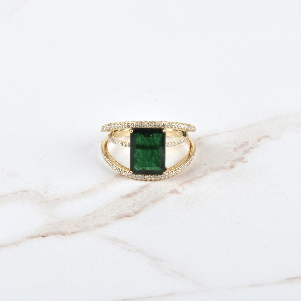 Emerald, Diamond and 18K Ring