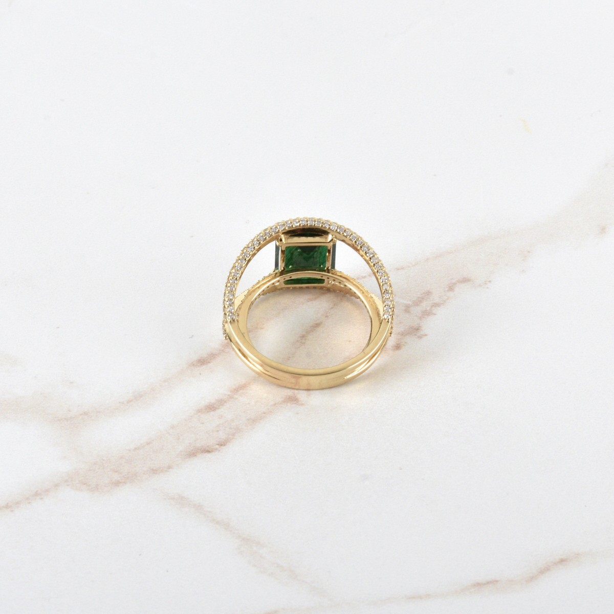 Emerald, Diamond and 18K Ring