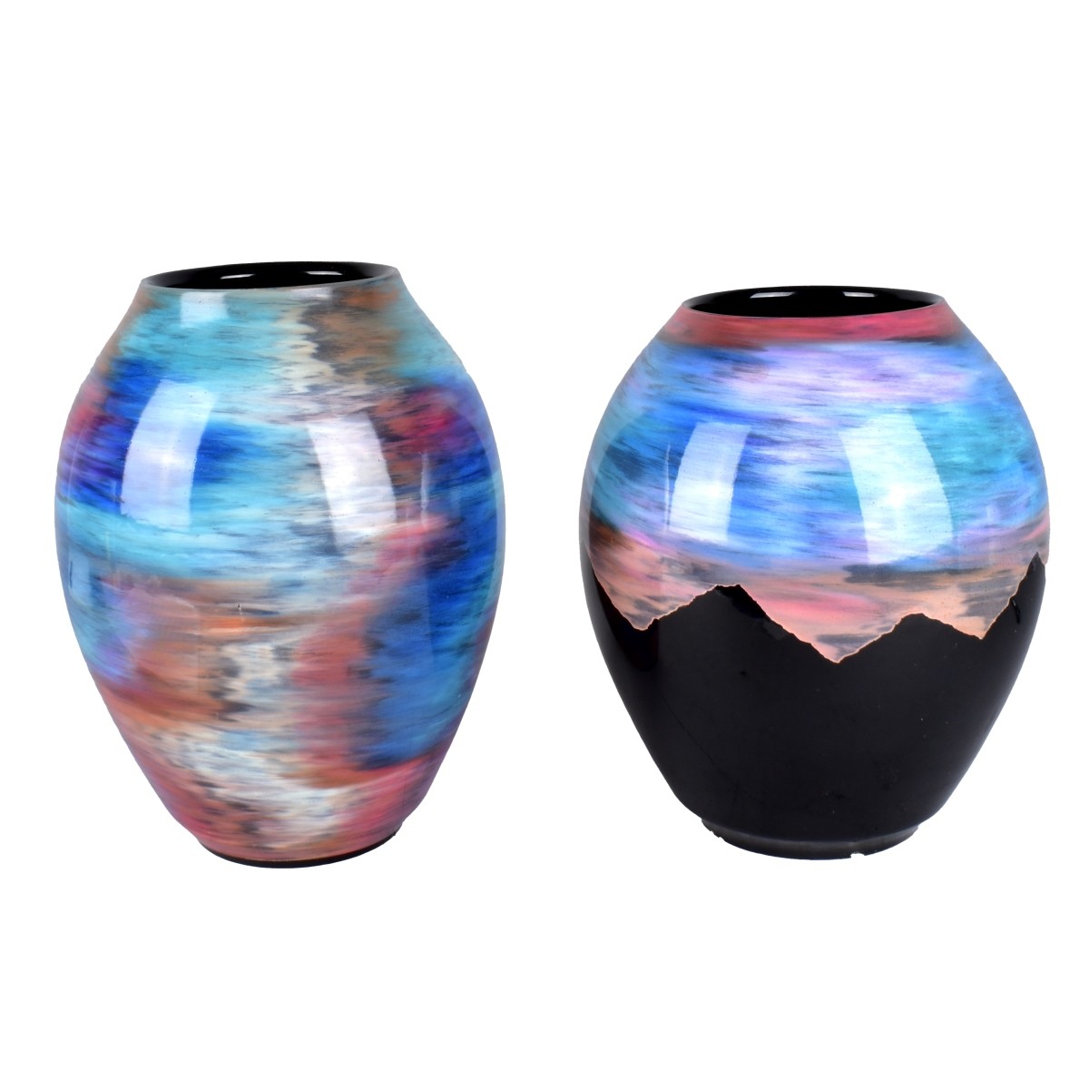 Two Ralph Rankin Colorful Ceramic Vases