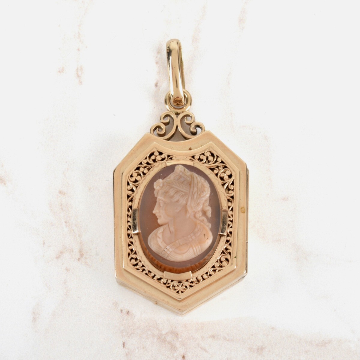 Carnelian and 14K Locket Pendant