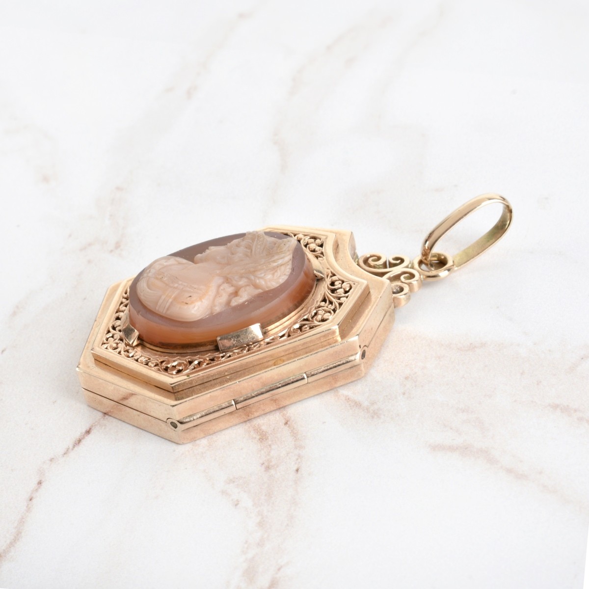 Carnelian and 14K Locket Pendant