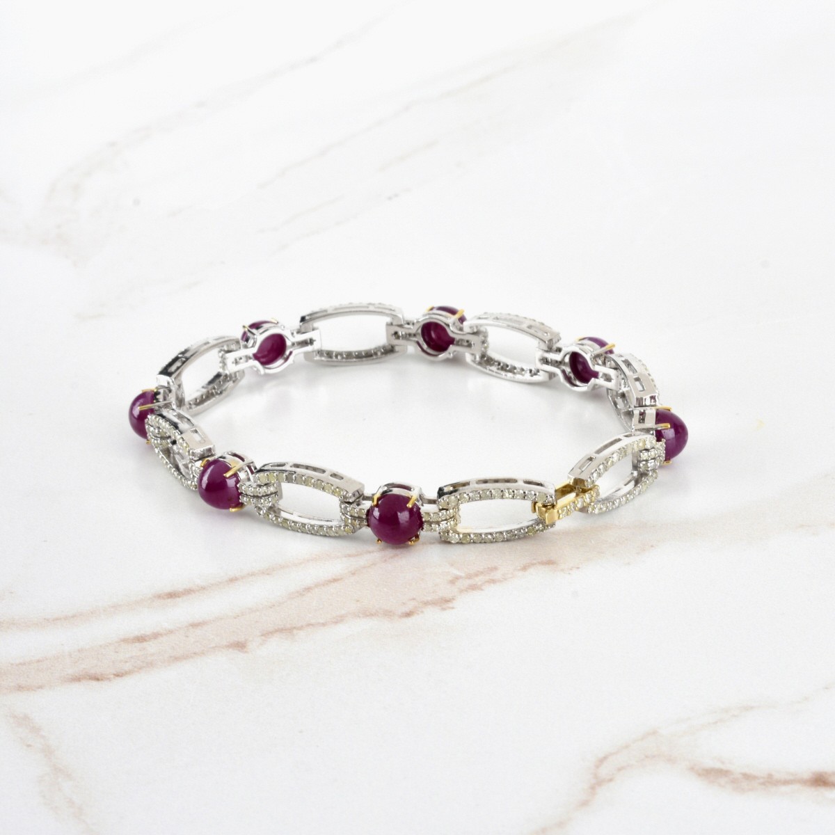 Ruby, Diamond and Silver Bracelet