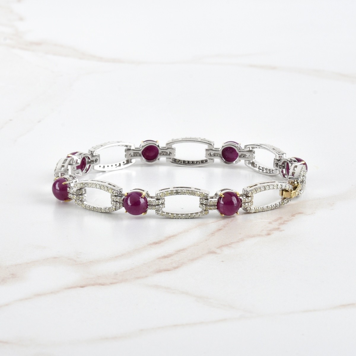 Ruby, Diamond and Silver Bracelet