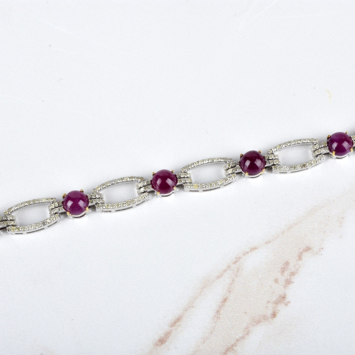 Ruby, Diamond and Silver Bracelet