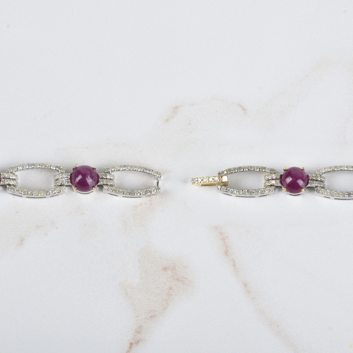 Ruby, Diamond and Silver Bracelet