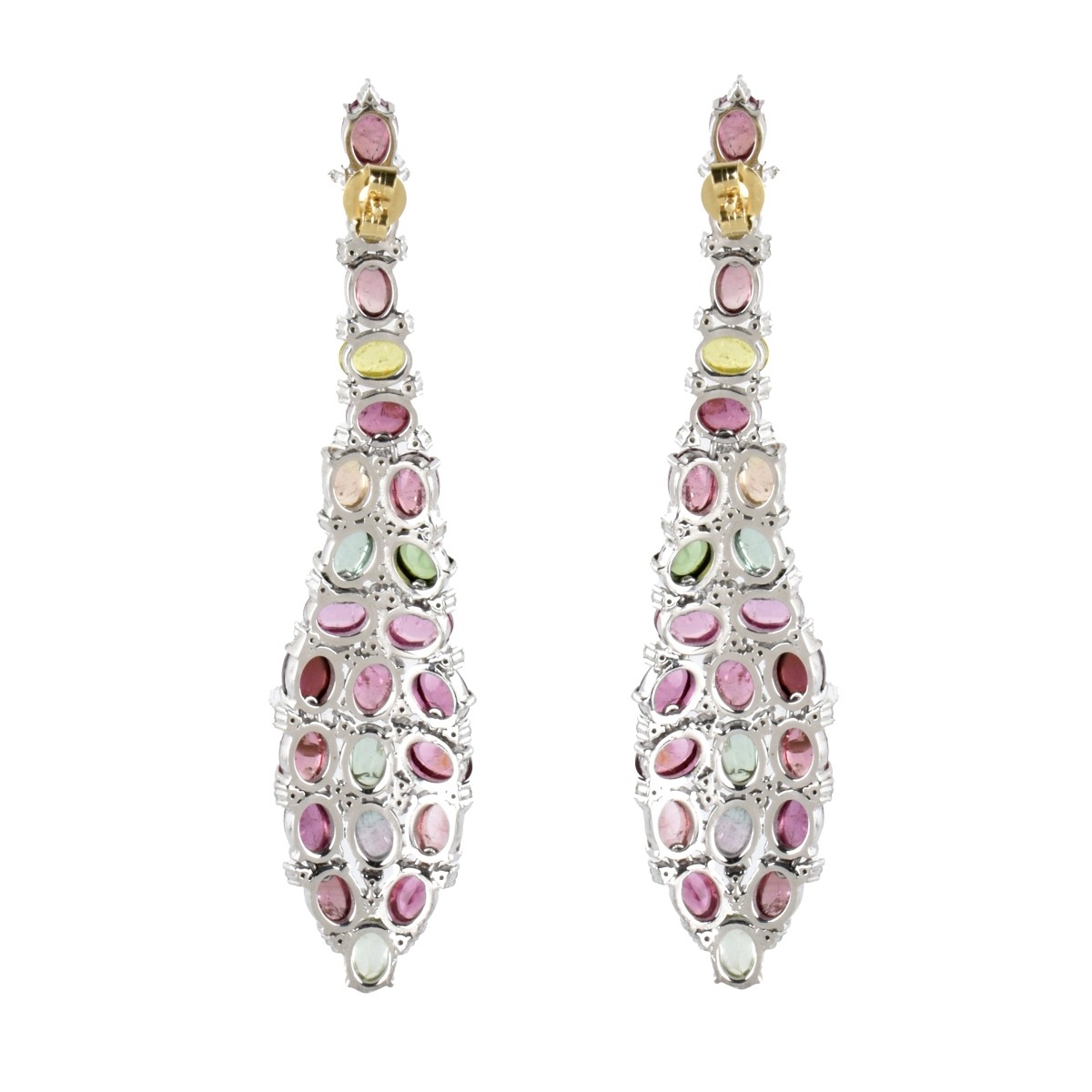 Tourmaline, Diamond and Silver Earrings