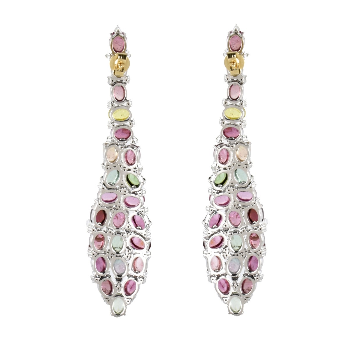 Tourmaline, Diamond and Silver Earrings