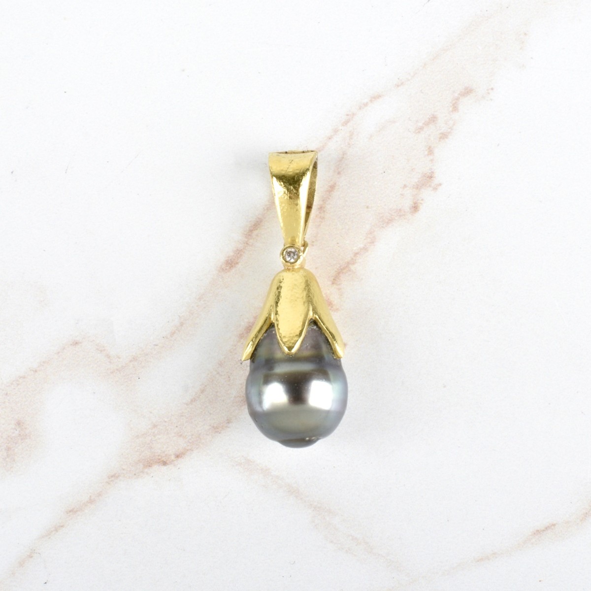 Pearl, Diamond and 18K Pendant