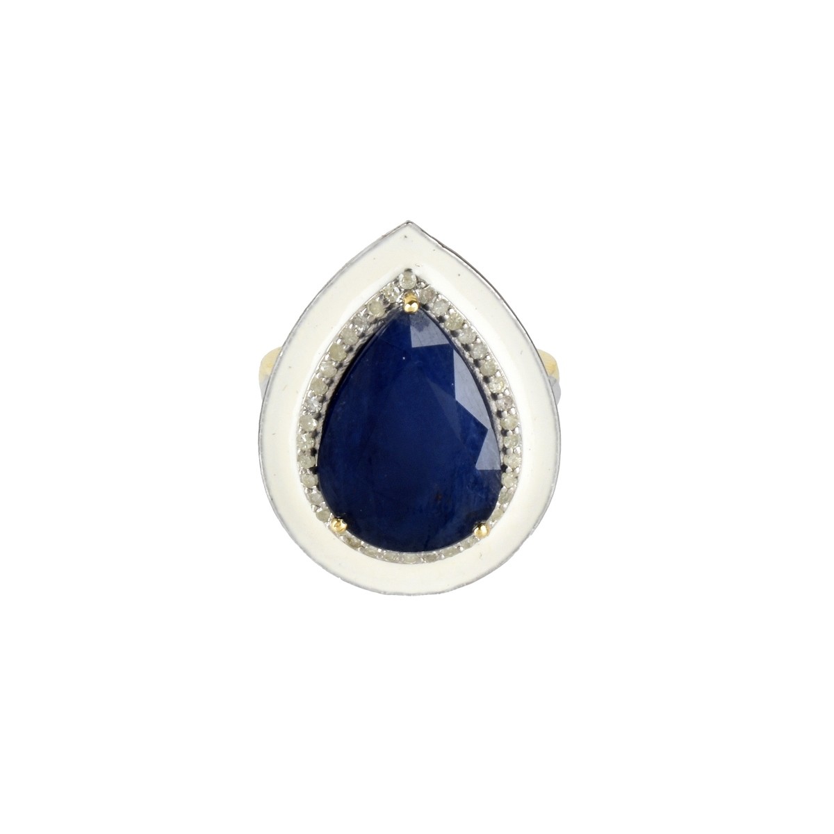 Sapphire, Diamond and Enamel Ring