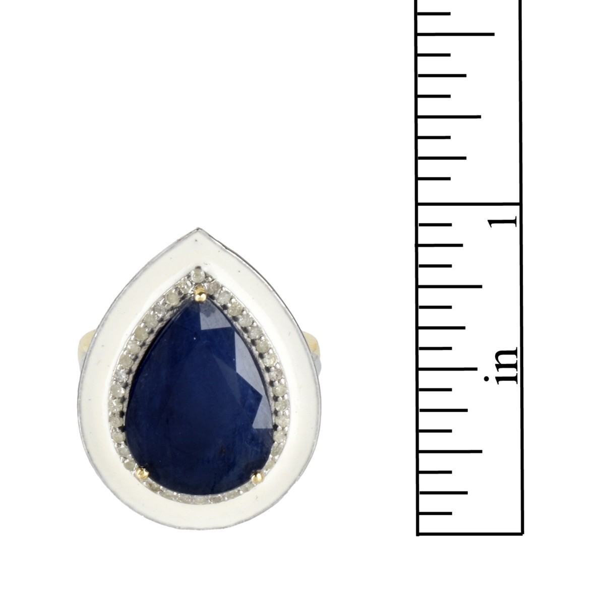 Sapphire, Diamond and Enamel Ring