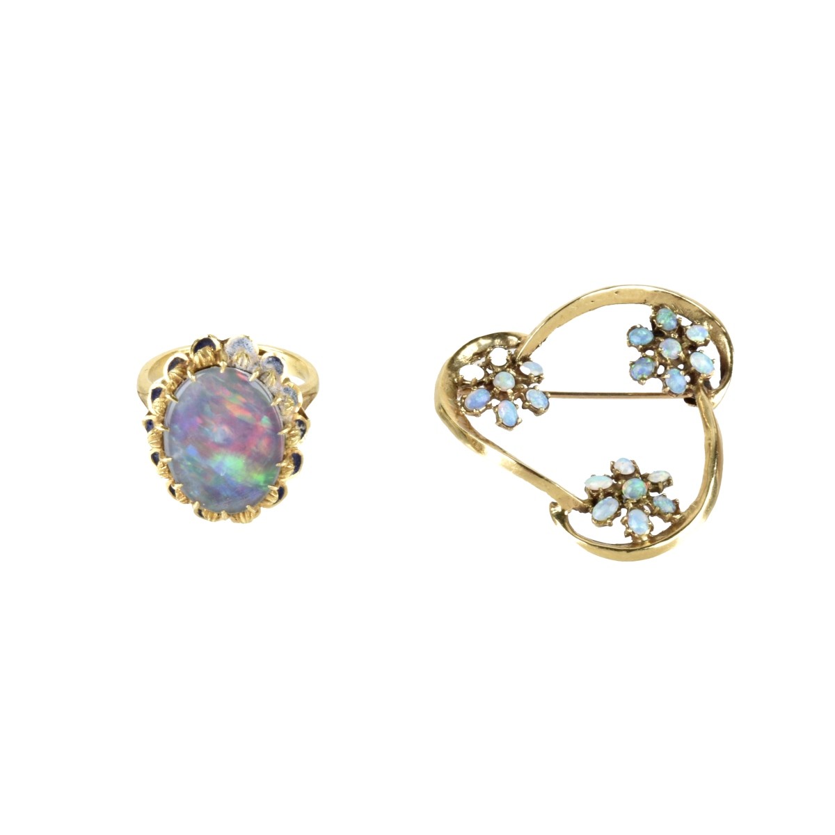 Opal Ring and Brooch