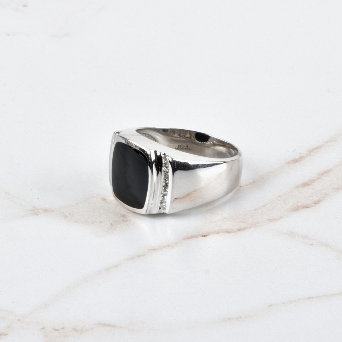 Diamond, Onyx and 14K Ring