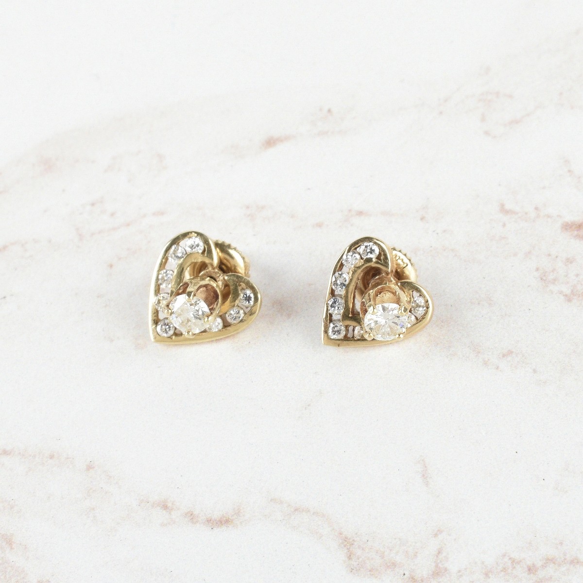 Diamond and 14K Ear Studs