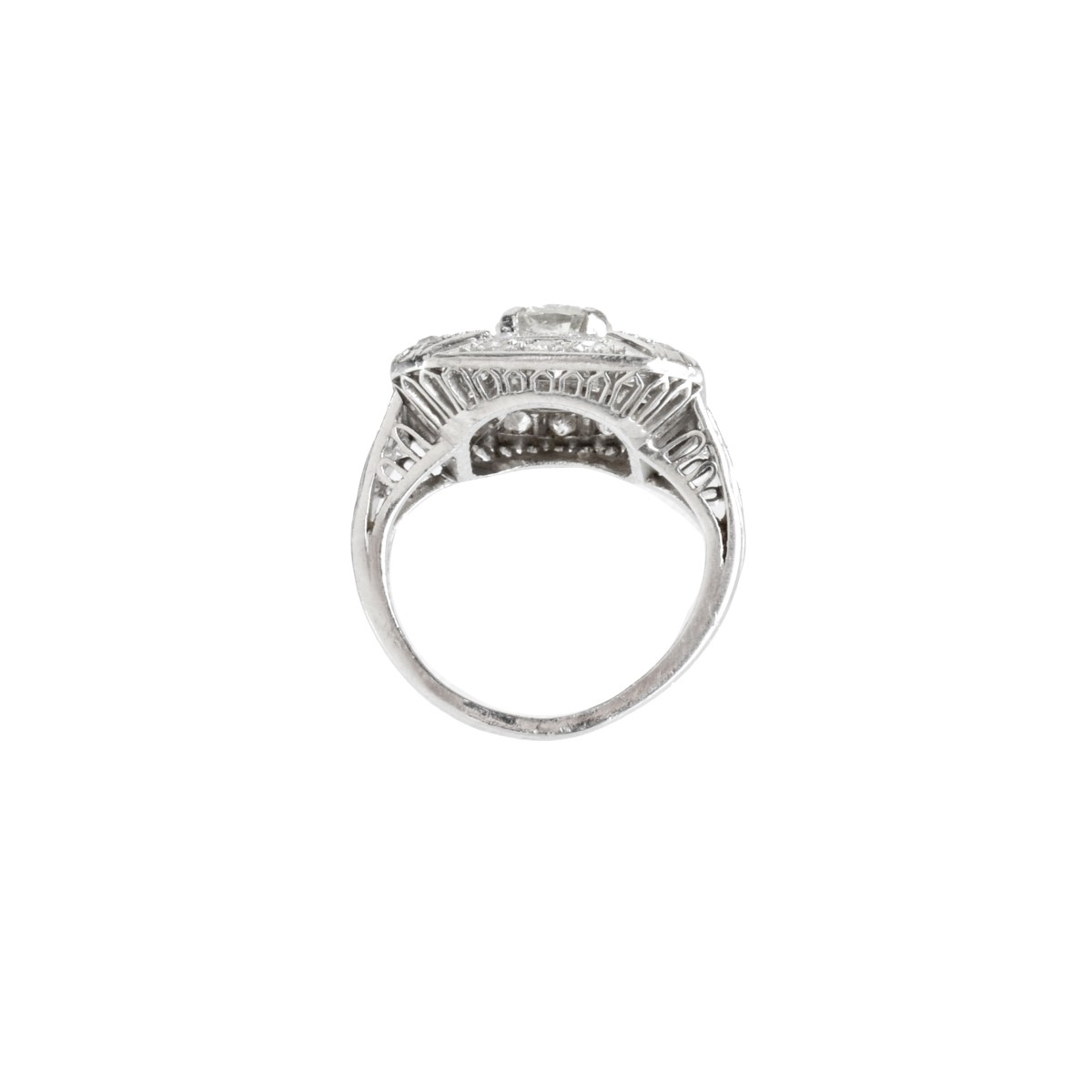 Deco Diamond and Platinum Ring