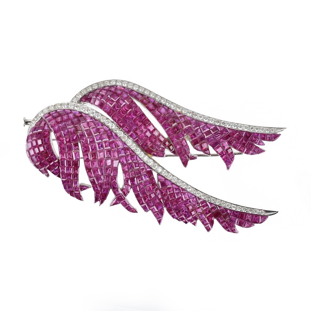 Ruby, Diamond and 18K Brooch