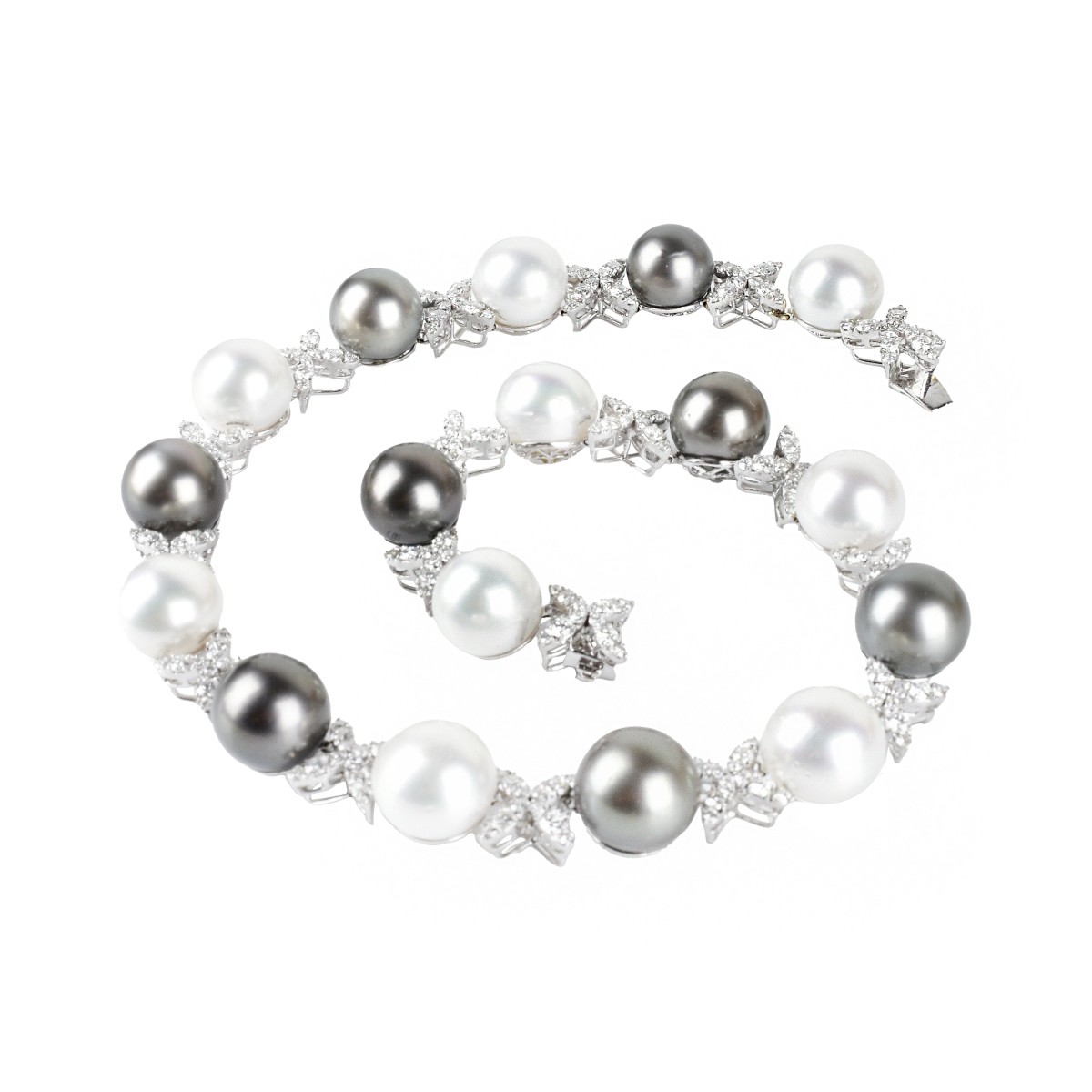 Pearl, Diamond and 18K Necklace