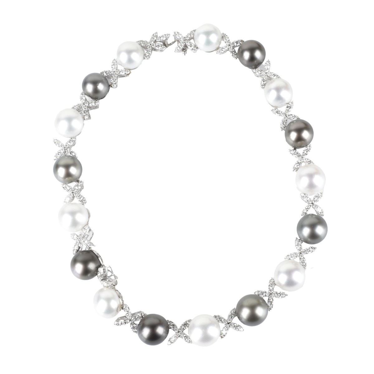 Pearl, Diamond and 18K Necklace