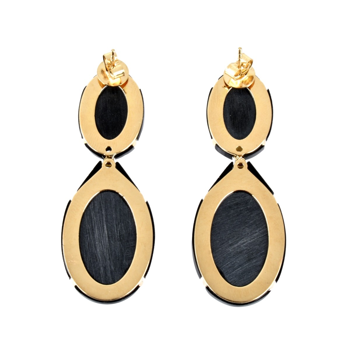 Diamond, Onyx, Abalone and 18K Earring