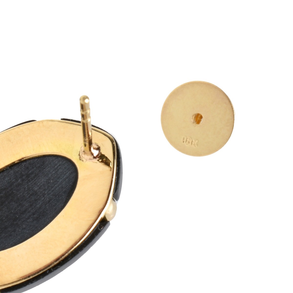 Diamond, Onyx, Abalone and 18K Earring