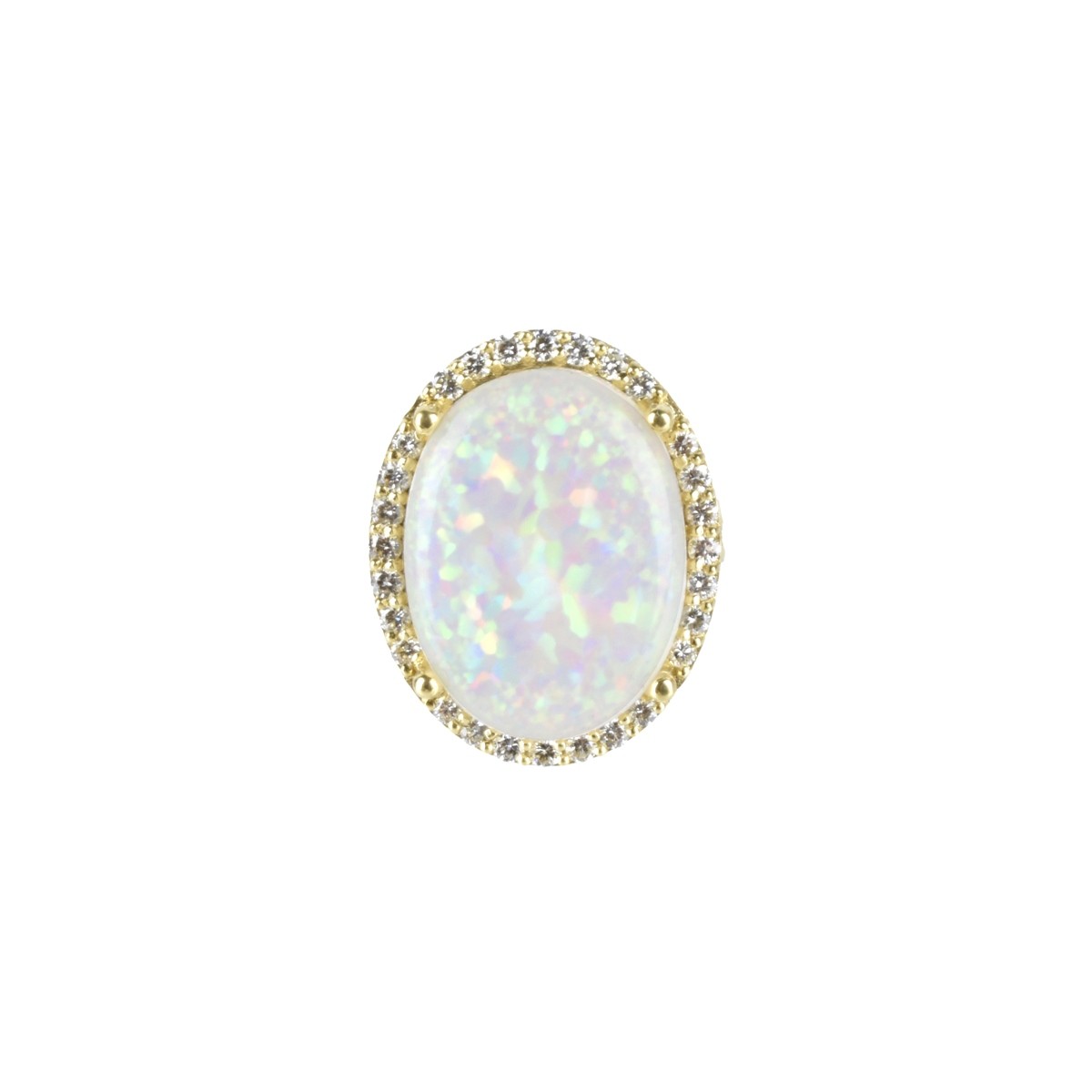 Opal, Diamond and 18K Ring