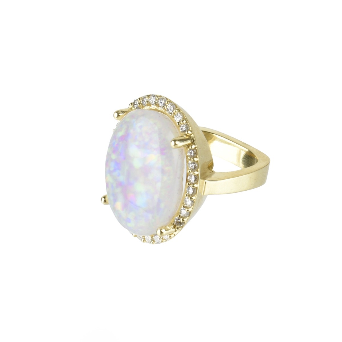 Opal, Diamond and 18K Ring