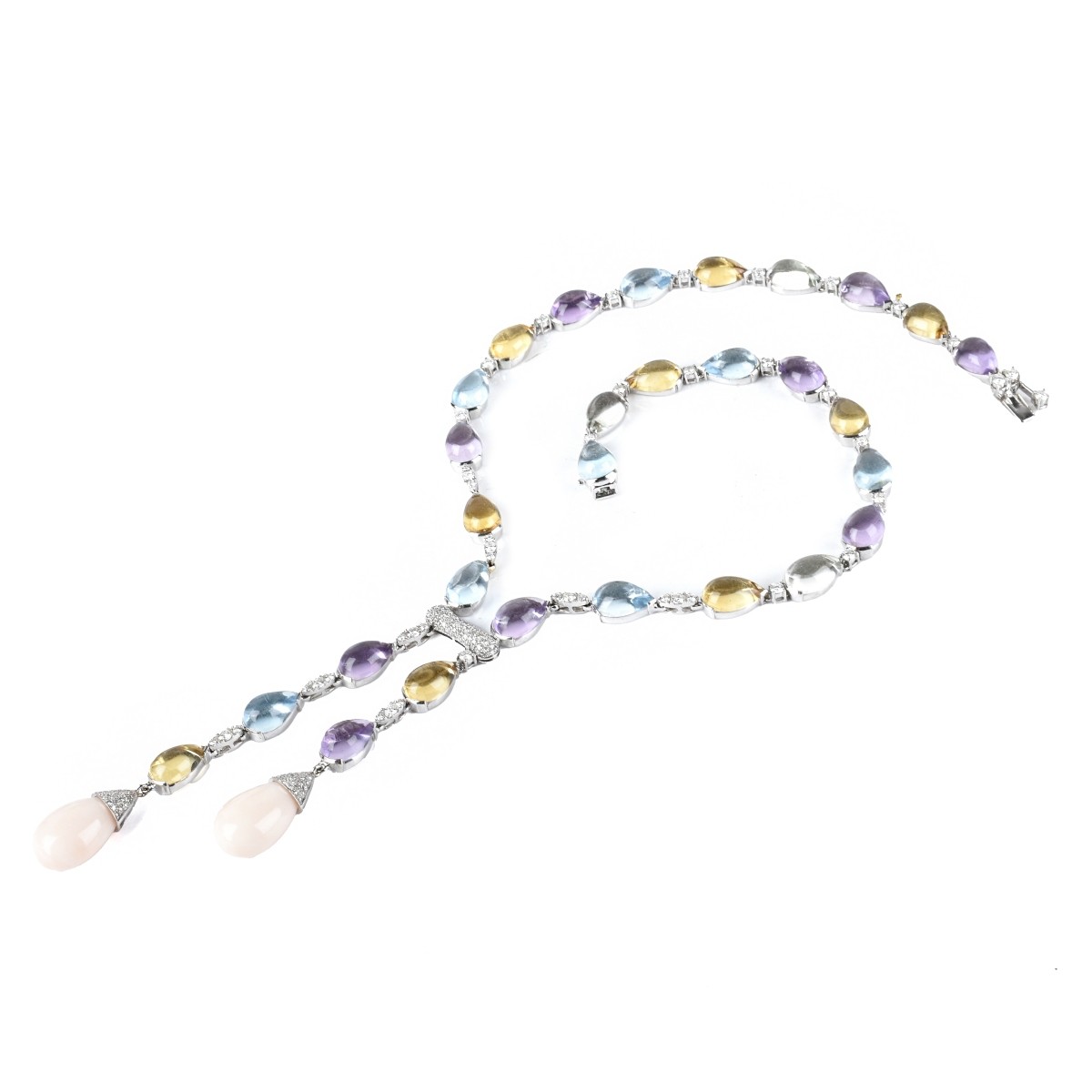 Diamond, Citrine, Topaz, Amethyst and 18K Necklace