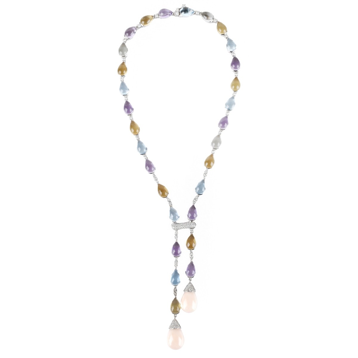 Diamond, Citrine, Topaz, Amethyst and 18K Necklace